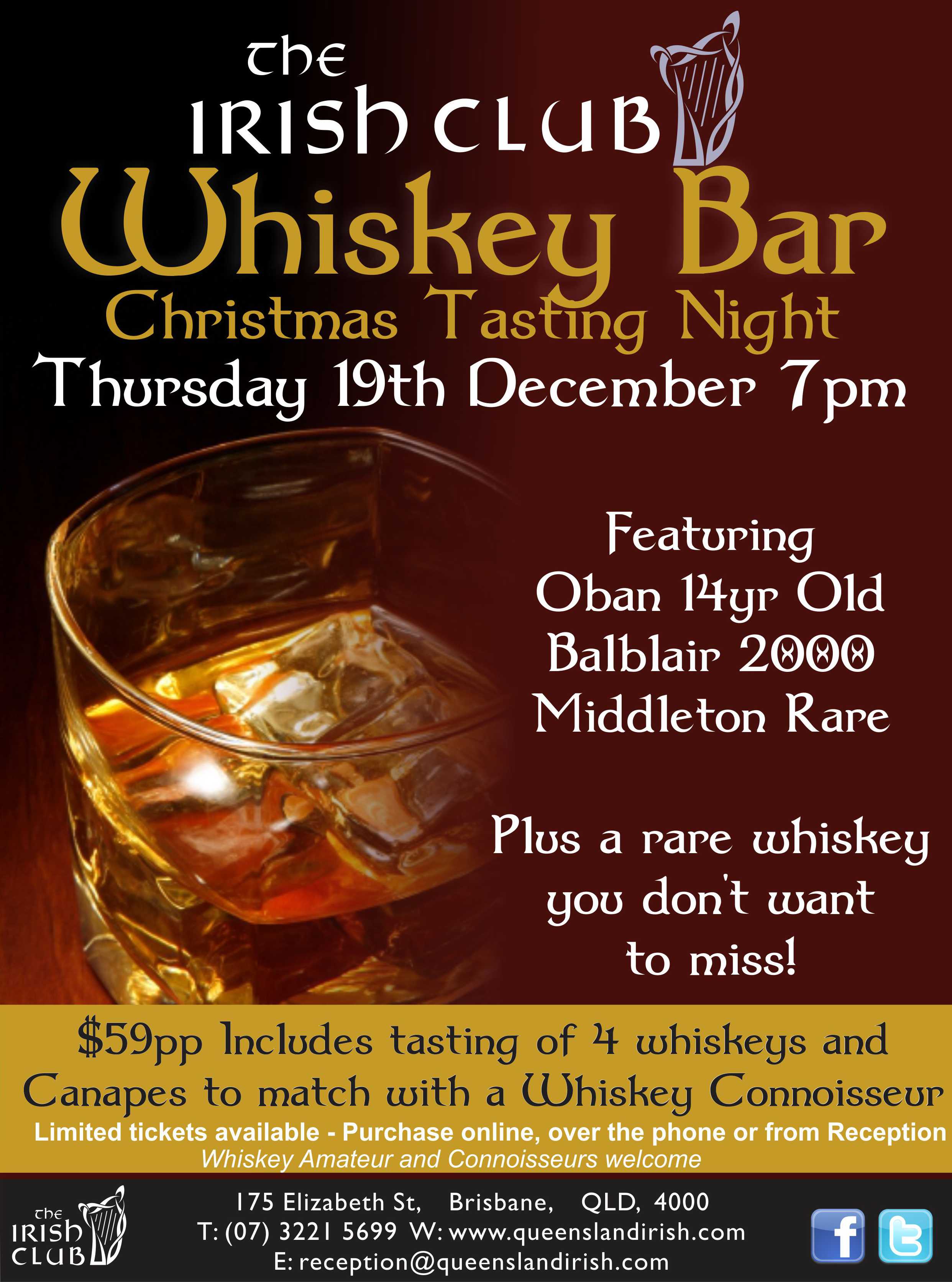 Irish Club Whiskey Tasting